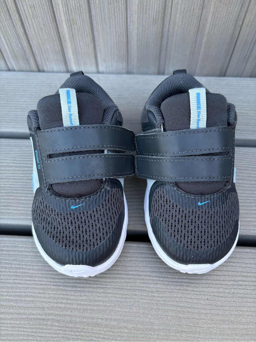 Nike Star Runner 5 Toddler Shoes 6C Black Gray Blue Crystal Easy Strap Sneaker - Picture 3 of 6